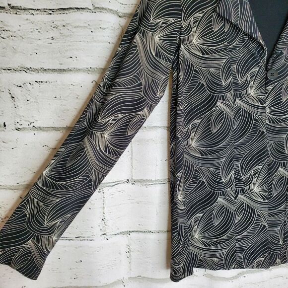 J Jill Wearever Collection Jacket Top Womens Small One Button Black White - Picture 8 of 9